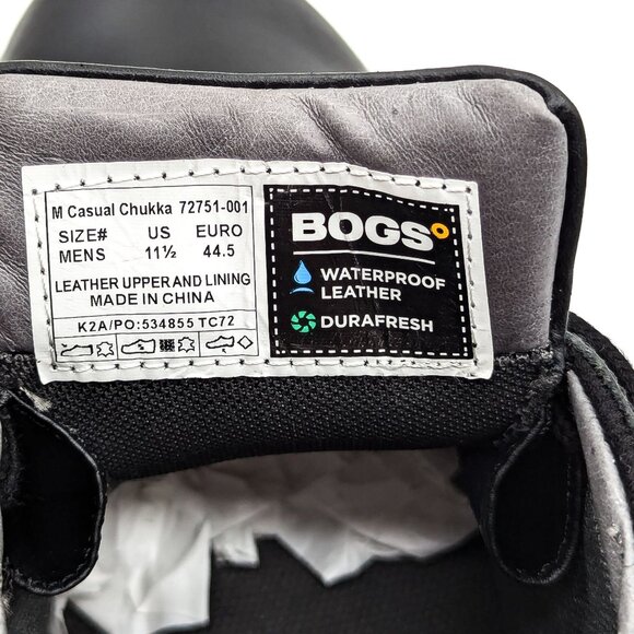 Bogs Men Casual Chukka Black Leather Lace-up Waterproof Ankle Boots size 11.5 - Picture 8 of 8